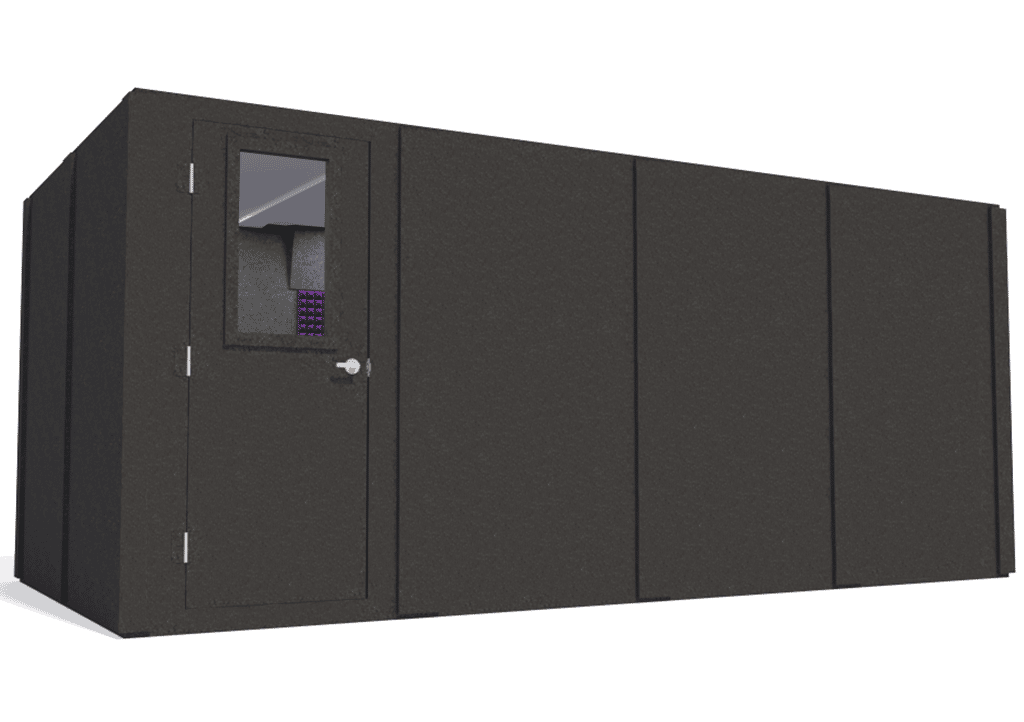 WhisperRoom MDL 96192 S shown from the left side with door closed and purple foam