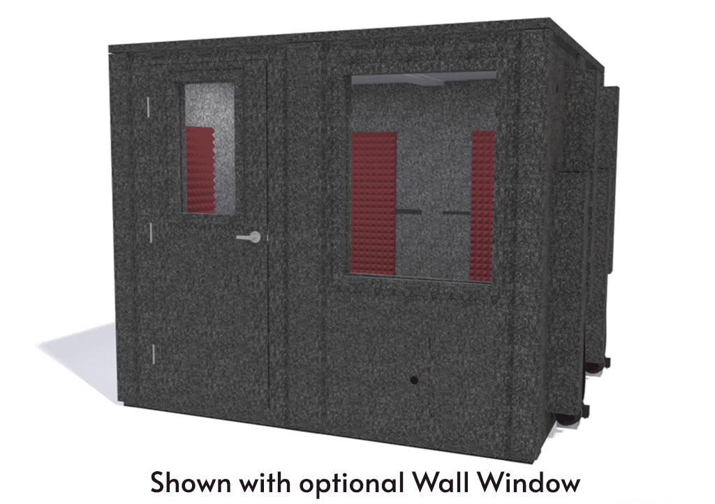 WhisperRoom MDL 9696 E shown from the front with door closed and burgundy foam