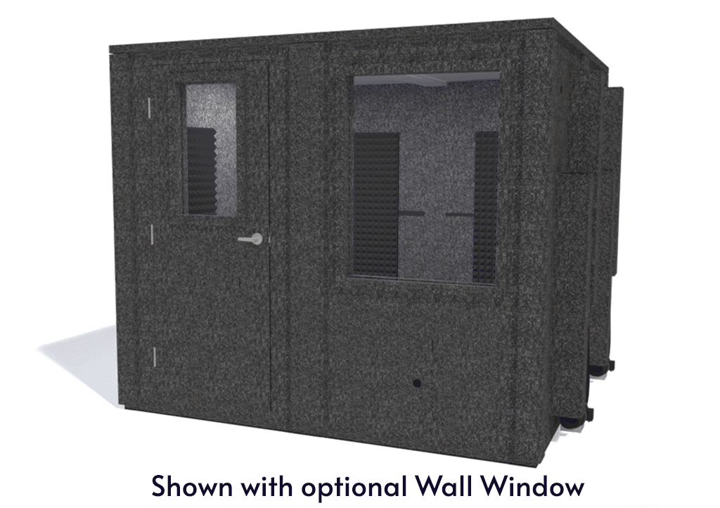 WhisperRoom MDL 9696 E shown from the front with door closed and gray foam