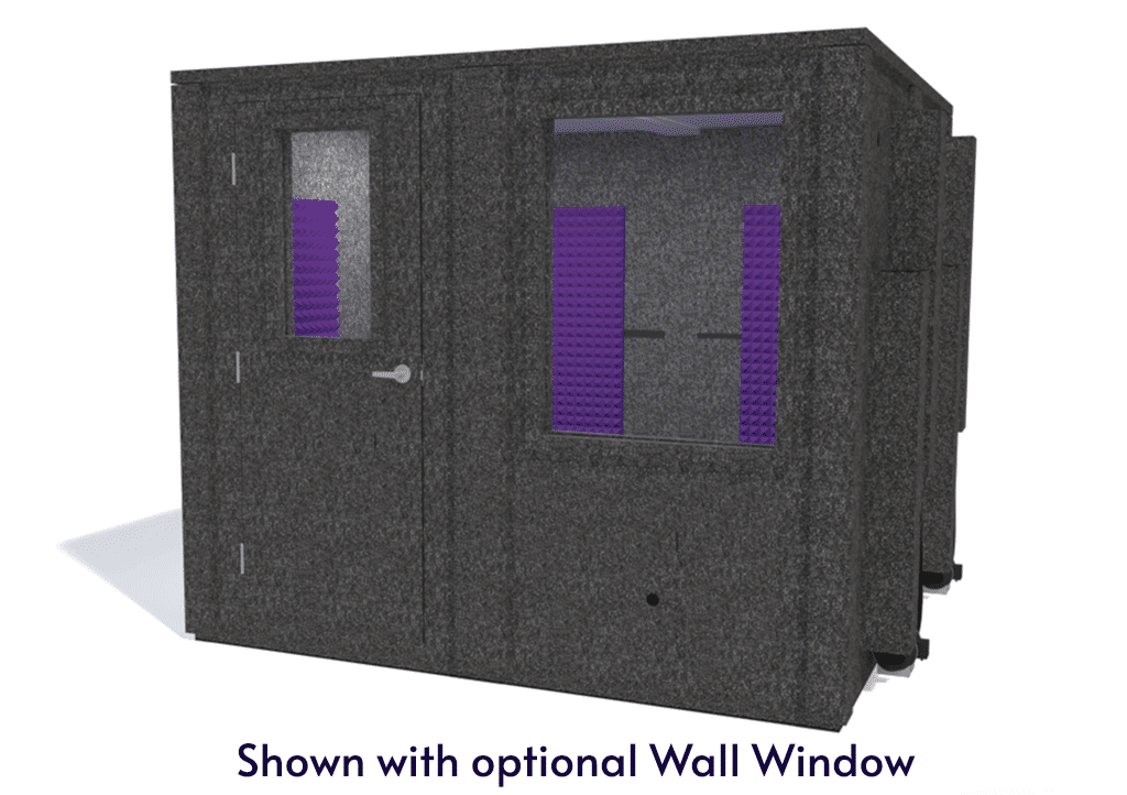 WhisperRoom MDL 9696 E shown from the front with door closed and purple foam