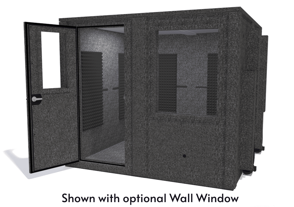 WhisperRoom MDL 9696 E shown from the front with door open and gray foam