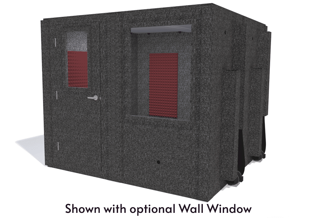 WhisperRoom MDL 9696 S shown from the front with door closed and burgundy foam