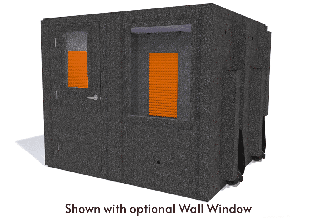 WhisperRoom MDL 9696 S shown from the front with door closed and orange foam