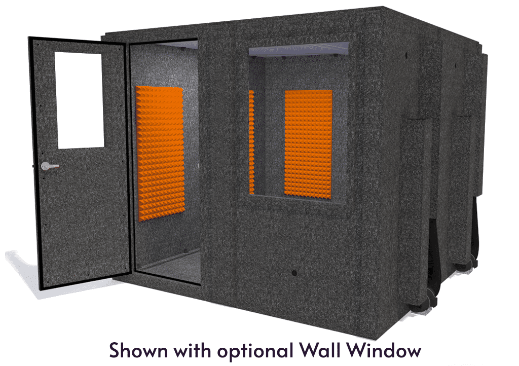 WhisperRoom MDL 9696 S shown from the front with door open and orange foam
