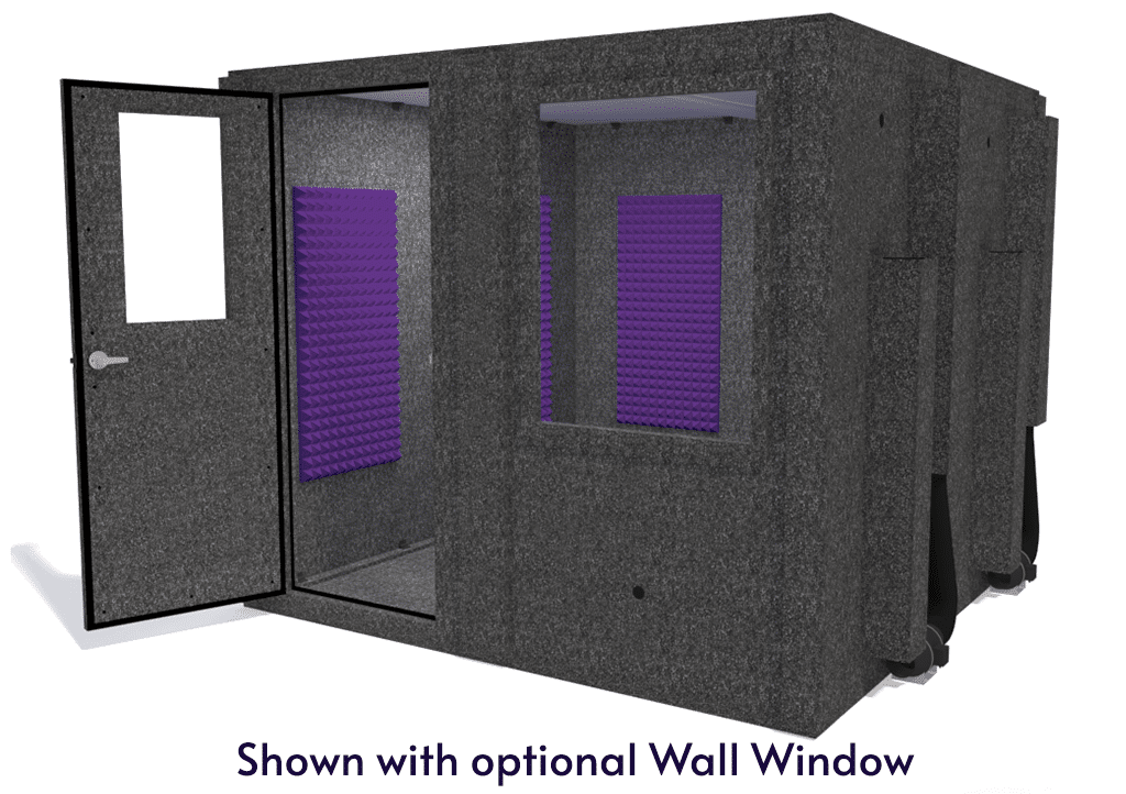 WhisperRoom MDL 9696 S shown from the front with door open and purple foam