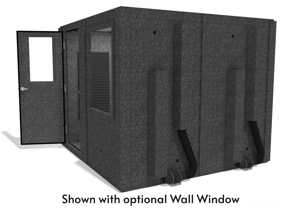 WhisperRoom MDL 9696 S shown from the side with door open and gray foam