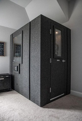image of a whisperroom booth inside of a home's bonus room