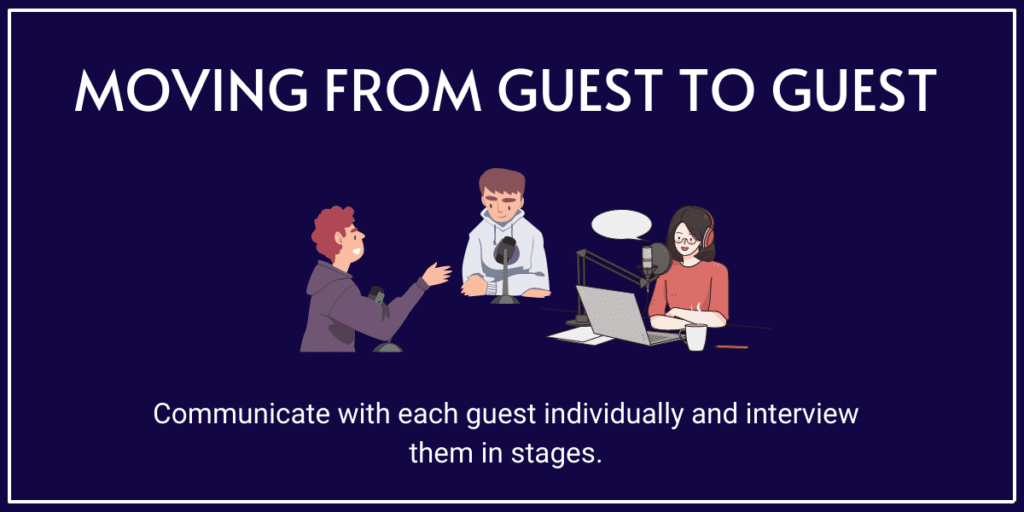 info graph for transitioning between guests on podcast