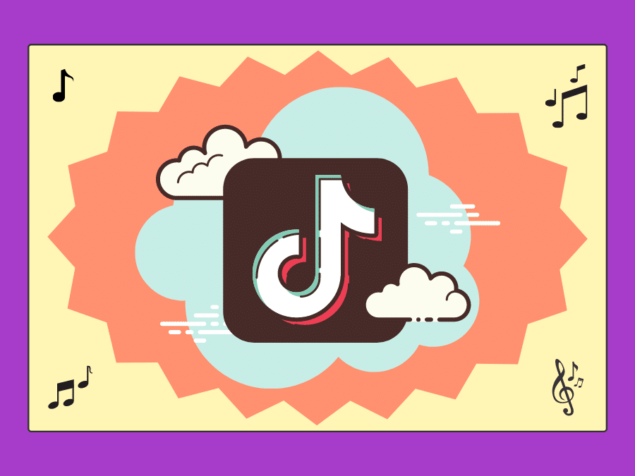 The TikTok logo with musical notes in the background