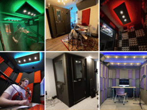 Featured image for the blog post "How WhisperRooms Have Helped Voice Actors, Musicians, and Other Professionals" showing various clients using their WhisperRooms.