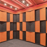 The Acoustic Tuning Package by WhisperRoom with alternating orange studio foam