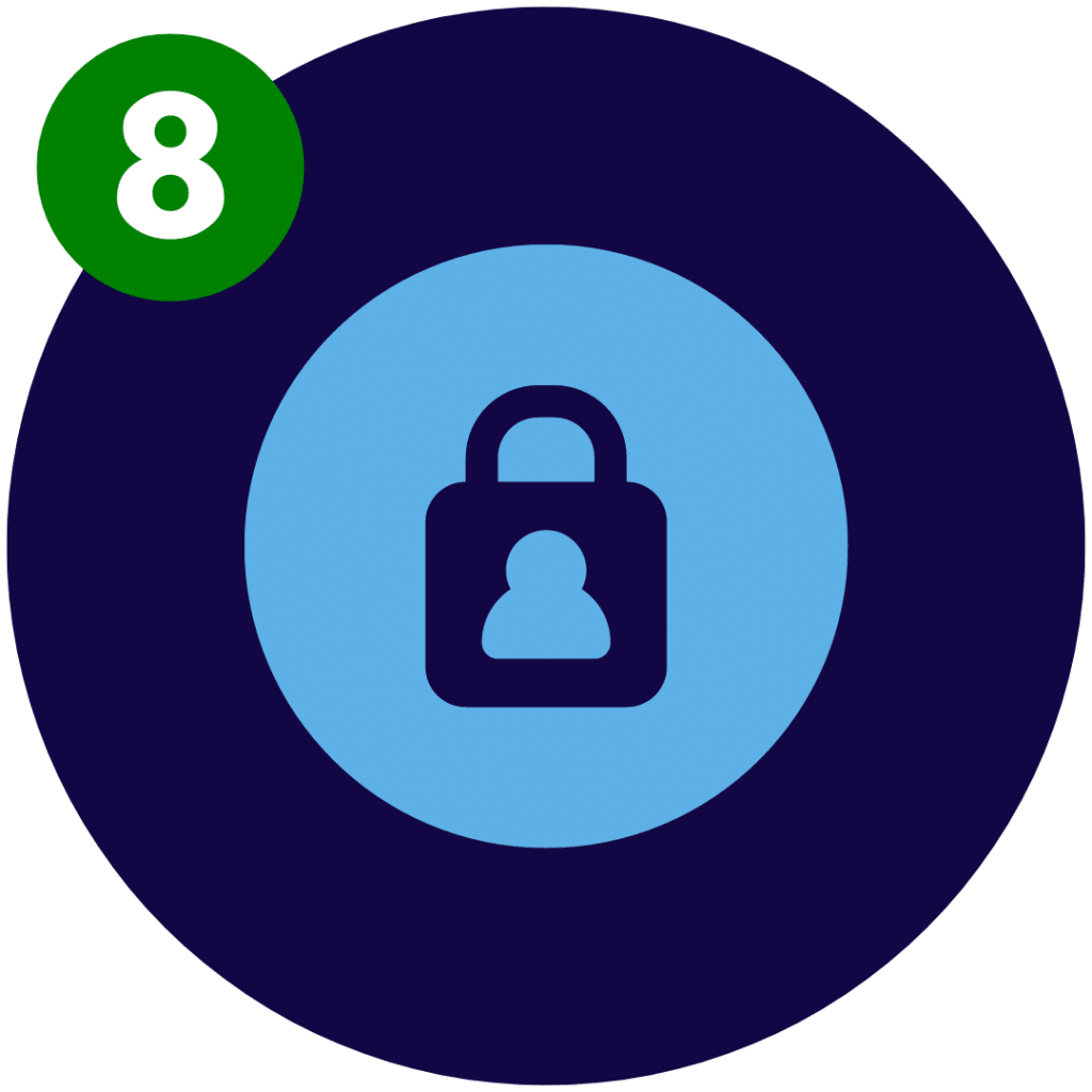 Circular image displaying a graphic of a lock, representing the privacy and confidentiality benefits of a WhisperRoom. This image visually represents the secure and private space provided by the booths, highlighting their ability to safeguard sensitive and confidential audio recordings. The lock graphic symbolizes the assurance of privacy, emphasizing that WhisperRoom booths are designed to prevent sound leakage and unwanted interruptions, ensuring a protected recording environment.