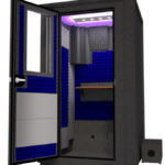WhisperRoom's Voice Over Deluxe Package - Interior showcasing included features for a complete double-walled vocal booth setup.