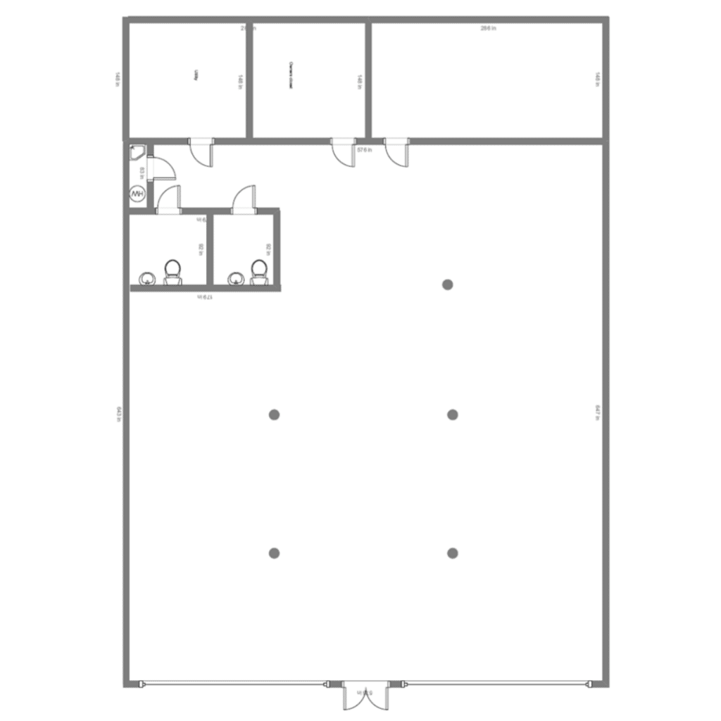 Top-down view of an architectural floor plan, offering a detailed layout of room dimensions and spatial arrangement.
